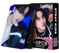 Stray Kids - 92 tarjetas de fotos de álbum Stray Kids Changban, tarjetas de regalo KPOP, tarjetas Lomo, mercancía, 60 tarjetas Kpop changban Lomo y 32 calcomanías Changban Stray Kids (changban)