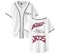 Stray Kids Ate Chk Chk Boom - Camiseta de béisbol de manga corta con botones para mujer y hombre, blanco, M