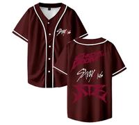 Stray Kids Ate Chk Chk Boom - Camiseta de béisbol de manga corta con botones para mujer y hombre, marrón, XXL