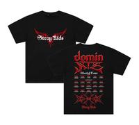 Stray Kids Dominate World Tour - Camiseta de algodón de manga corta con cuello redondo para mujer y hombre, ropa de calle a la moda, Negro, S