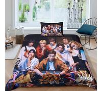 Stray Kids Ropa De Cama Juego De Funda Nórdica Single（135x200cm） Juego De Cama 3D niños Vagabundos Funda De Edredón Stray Kids Funda De Colcha con Decoración