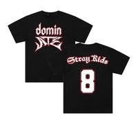 Stray Kids SKZ 8 - Camiseta Dominate World Tour 2025, cuello redondo, manga corta, algodón, para mujer y hombre, Negro, XXS
