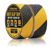 STRBOXONG 2 Rollos Cinta Antideslizante 50mm x 10m, Cinta Seguridad Amarilla y Negra, Alta Visibilidad, Adhesivo Fuerte para Escaleras, Peldaños, Rampas, Exterior e Interior, Agarre Fuerte Industrial