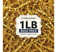 STRBOXONG 455 g Papel Triturado para Cajas de Regalo, Viruta de Papel Rizado para Relleno de Cestas, Papel de Seda Triturado para Embalaje Protector y Manualidades - Dorado Doble Cara