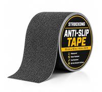 STRBOXONG Cinta Antideslizante Negra Ancha 100mm x 10m, Tracción Extra para Rampas y Zonas Industriales, Adhesivo de Agarre Fuerte, Impermeable para Exterior, Peldaños Grandes, 1 Rollo