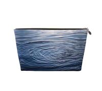 Streak of Water - Bolsa de cosméticos para mujer, de piel, portátil, de gran capacidad, con cremallera, bolsa de almacenamiento, Gold, Talla única