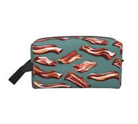 Streaky Bacon - Neceser de viaje con estampado de tocino para hombre, bolsa de cosméticos de gran capacidad para mujeres, White, Talla única