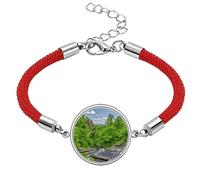 Stream Green ry Science Nature Scenery - Pulsera de cuerda roja de la suerte, hecha a mano