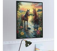 Stream Grupo de Caballos Puzzle 1000 Piezas Educativo Construir Animales de paisajes Naturales Rompecabezas 3D para Familia Maquetas Educativas Desafío Intelectual Decoración Hogar 1000 PCS