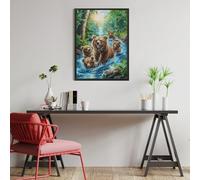Stream Oso Pardo Madre y Cachorro Puzzle 500 Piezas Maquetas Construir 3D Detalladas Mascotas Animales Rompecabezas Educativo para Familia Aliviar Estrés Estera Portátil Moderno 500 PCS