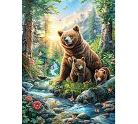 Stream Oso Pardo Madre y Sus crías Rompecabezas 1000 Piezas Cartón para Expertos Animales y Plantas Mejora Atención para Semana Santa Garantía Satisfacción Más Vendido 1000 PCS