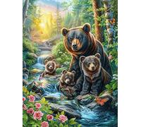 Stream Oso Pardo Madre y Sus crías Rompecabezas 300 Piezas Cartón para Expertos Animales y Plantas Mejora Atención para Semana Santa Garantía Satisfacción Más Vendido 300 PCS