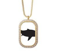 Streamline - Collar con colgante de pez feroz de tiburón y diamantes de cristal dorado
