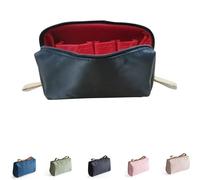 Streamline Streamline Travel Makeup Pouch, Lipstick Makeup Bag, Portable Mini Waterproof Pouch for Daily Storage Organize (Black Outside and Red Inside)