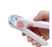 STREAMVOY Cortaúñas para mascotas para gatos y perros pequeños, protector de seguridad ajustable con luz LED, borde de empuje, mini cortaúñas y peine de agua (varios colores) (rosa, brillante)