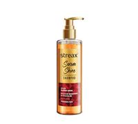 Streax Champú brillante para cabello encrespado y seco, sin parabenos, con activos de silicona, controla el encrespamiento, para cabello suave y brillante, 240 ml