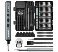 STREBITO Mini destornillador eléctrico, kit de destornillador eléctrico 67 en 1, 50 puntas S2 Preicison, 5 ajustes de par, almacenamiento organizado, destornillador eléctrico pequeño, kit de