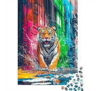 Street Art 1000 Piece Tiger Jigsaw Puzzle Paper for Adults Mind Exercise Home Wall Decor Animal Theme Puzzles 38x26cm/1000pcs