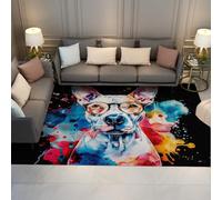 Street Art 180x300cm Large Alfombra For salon Graffiti Style lavable Alfombrilla dormitorio Indoor Home Decor Pop Funny Animal Dog estampado Tapete pelo corto antideslizante with Rubber Backing