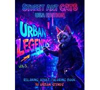 Street Art Cats USA Coloring Book for Adults: Cool Graffiti Cats in Iconic American Cities and Landmarks for Relaxing and Creative Fun