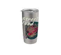 Street Food Pad Thai Vintage Anime Tailandia Foodie Design Vaso térmico de acero inoxidable de doble pared
