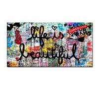 Street Graffiti Art Life Is Beautiful Citas positivas Lienzo Pintura Impresión Póster Graffiti Obra de arte Cuadro de pared Decoración para el hogar 75x170cm (30x67in) Sin marco