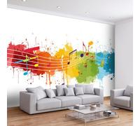 Street Graffiti Premium Papel pintado no tejido B350 x H256 cm con efecto 3D - Arte Abstracto Música Popmusica Nota musical XXL Papel pintado fotográfico Impresión HD Mural Decoración de Pared