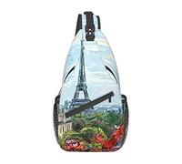 Street in Paris Town Cool Grey Baseball Sling Bag, Mochila de Hombro Paquete de Pecho Causal Crossbody Daypack para Mujeres Hombres Senderismo Viajes