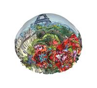 Street In Paris Town - Gorro de ducha multiescena y multiusos de doble capa impermeable y gorro de cocina, adecuado para adultos, niños y mujeres