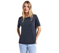Street One 3227318 Camiseta de Aspecto de Seda con Palabra, Deepwater Blue, 36 Mujeres