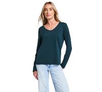 Street One 3228116 Camiseta de Manga Larga en Color Liso, Azul Marea, 44 Mujeres