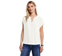 Street One A345728 Blusa de Cuello Dividido en Color Liso, Blanco Crudo, 38 Mujeres