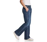 Street One A378901 Vaqueros de Pierna Ancha con Tachuelas, Color Azul Oscuro, 28W / 32L Mujeres