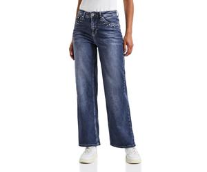 Street One A379428 Vaqueros de Pierna Ancha con Tachuelas, Mid Blue Soft Washed, 34W / 30L Mujeres