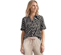 Street One Blusa de Manga Corta con Detalles Turn-up, Color Negro, 36