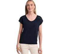 Street One Camiseta con Cuello en V y Detalles de Crochet, Azul Profundo, 44