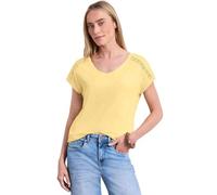 Street One Camiseta con Cuello en V y Detalles de Crochet, Color Amarillo Suave, 46