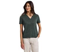 Street One Camiseta de Cuello en V para Mujer con Aspecto de Lino, Verde Medio, 36