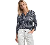 Street One Camiseta de Manga 3/4 para Mujer 3231029 con Cuello Dividido y Estampado (1 Unidad), Azul Oscuro, 42