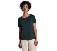 STREET ONE Camiseta de Mujer con Palabra, Verde Oscuro, 44