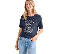 Street One Camiseta para Mujer 3231080 con Cuello Redondo y Estampado Frontal (1 Unidad), Azul Oscuro, 48