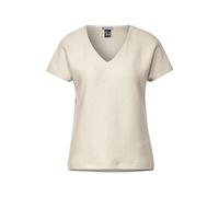 STREET ONE Stripe Structure v-Neck, Camisa Mujer, Smooth Sand Beige,