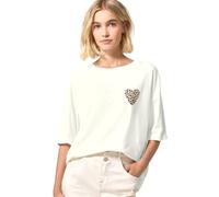 Street One Studio Camiseta para Mujer 3230999 con Estampado de corazón en Aspecto Leo (1 Unidad), Blanco Crudo, 44