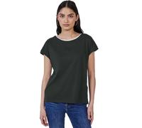 Street One Studio Damen Shirt mit Farbigem Kragen Camiseta con Cuello de Color, Desert Pine Green, 38 Mujeres