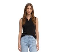 Street One Top de Malla Acanalada con Cuello de Polo Negro 40