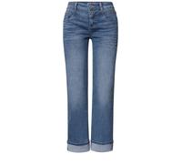Street One Pantalones Vaqueros de Pierna Recta para Mujer de Corte Informal con Turn-up 3818271, Mid Blue Authentic Washed, 30W / 28L