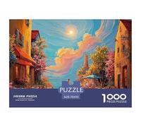 Street Scene in The French Town 1000 Pcs Cartón Rompecabezas Country Scenery Liberador De Estrés Juego Familiar Puzzle Juego De Desafío Difícil 70x50cm/1000pcs