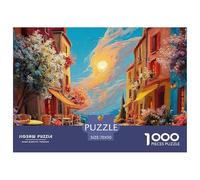 Street Scene in The French Town 1000 Pcs Papel Ecológico Rompecabezas Country Scenery Liberador De Estrés Juego Creativo Puzzle para Adultos Y Niños 70x50cm/1000pcs