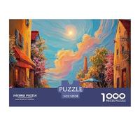Street Scene in The French Town 1000 Piezas Cartón Rompecabezas Country Scenery Liberador De Estrés Juego Familiar Puzzle para Niños Pequeños 52x38cm/1000pcs