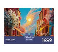 Street Scene in The French Town 1000 Piezas Papel Ecológico Rompecabezas Country Scenery Liberador De Estrés Juego Familiar Puzzle para Adultos Y Niños 52x38cm/1000pcs